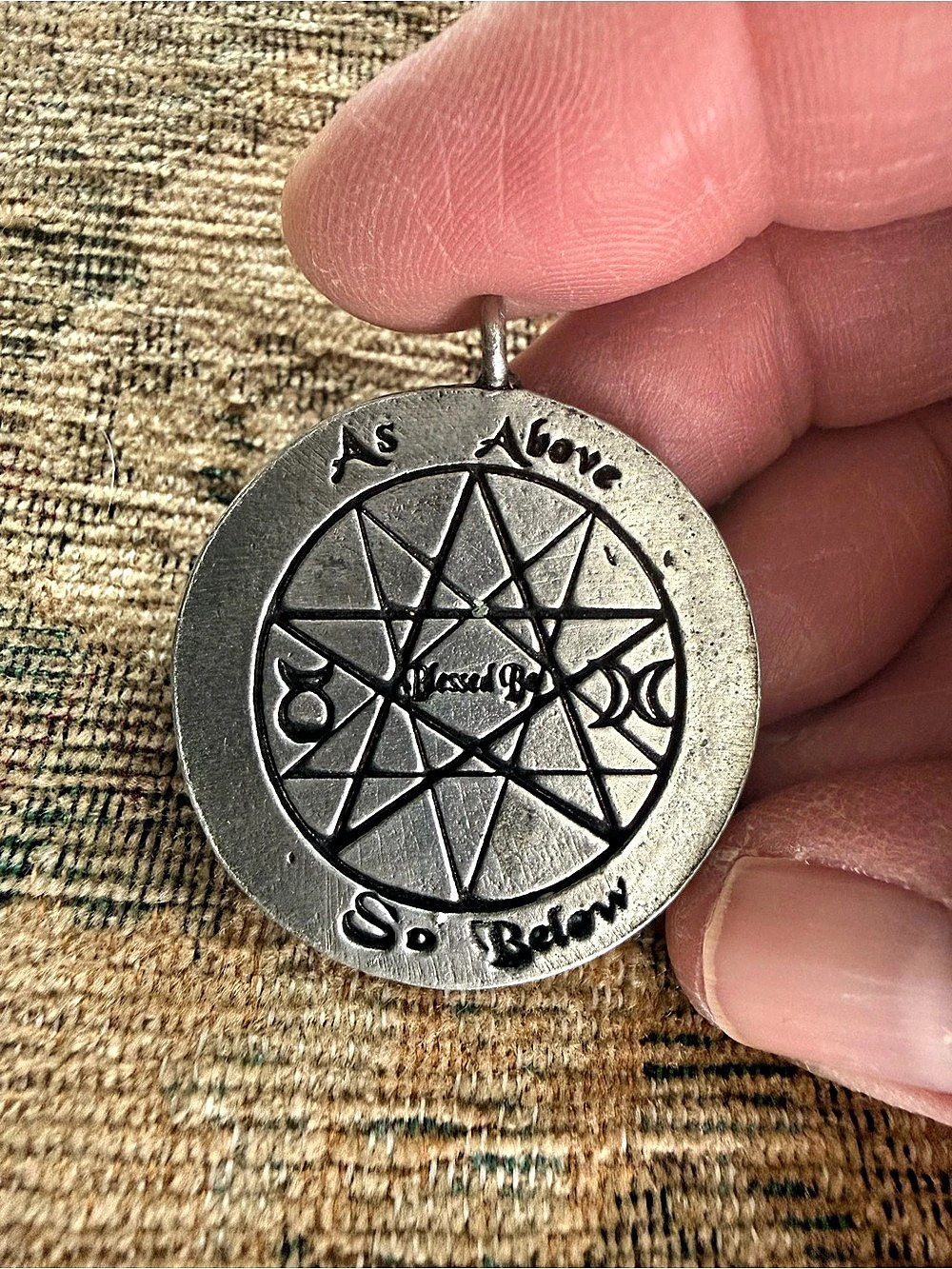 Antique Silver-Tone Fourth pentacle of Mercury Pendant from Witch’s estate sale